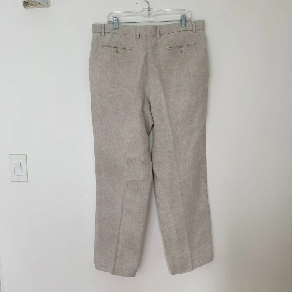 Murano Linen Pleated Pants Mens Beige Size 38 x 32 | RN58909